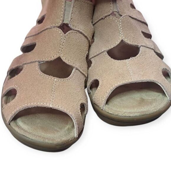 Skechers Women's Suede Peep-Toe Slingback Wedges Parallel Stylin size 6 Tan - Picture 4 of 7